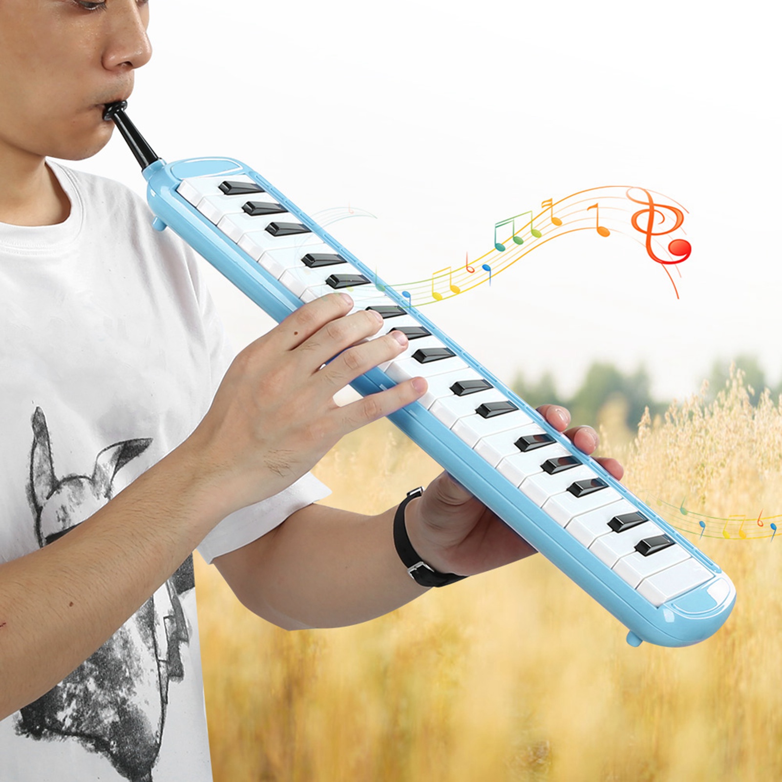 Musical Instrument Melodica - Melodica 37 klawiszy Instrument dęty Niebieskie