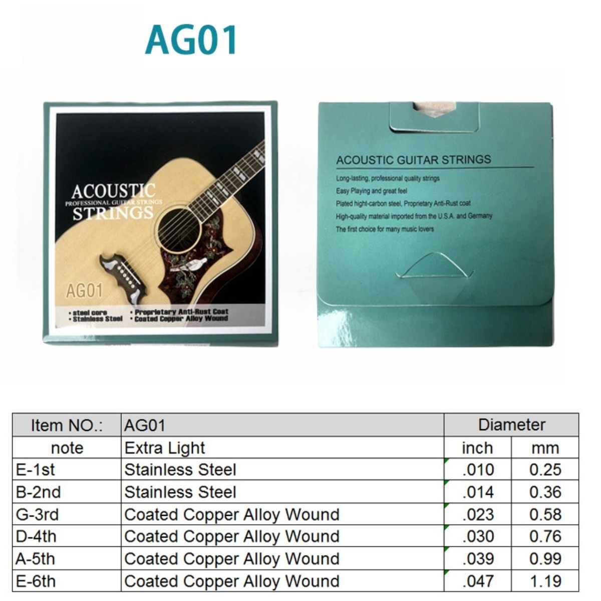Miwayer 1 Zestaw/6 Strun AG01  – Musical Instrument With Strings recenzja i cena